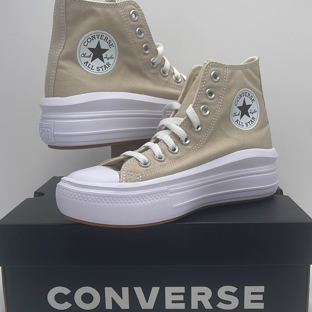 Converse WMNS A04365C CTAS MOVE HI BEACH STONE/WHITE/BEACH STONE Platforms - Picture 9 of 16